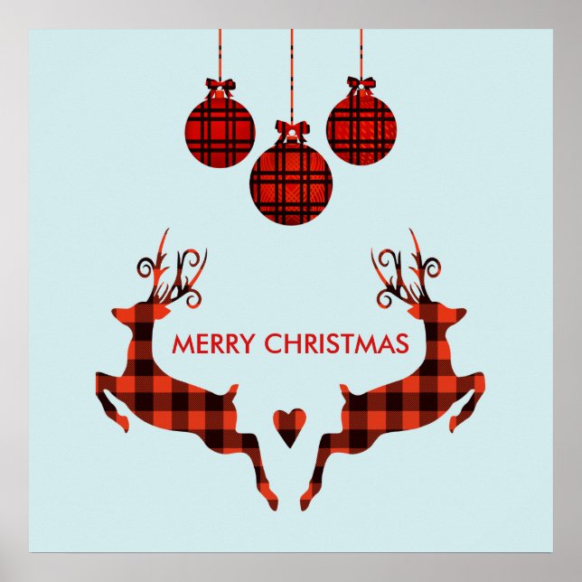 Póster 2 Navidades de ciervo saltando al estilo rústico (Frente)