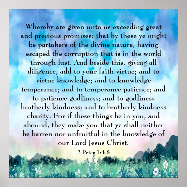 Póster 2 Peter 1:4-8 Poster (Frente)