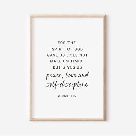 Póster 2 Timothy 1:7 Poder, amor y autodisciplina