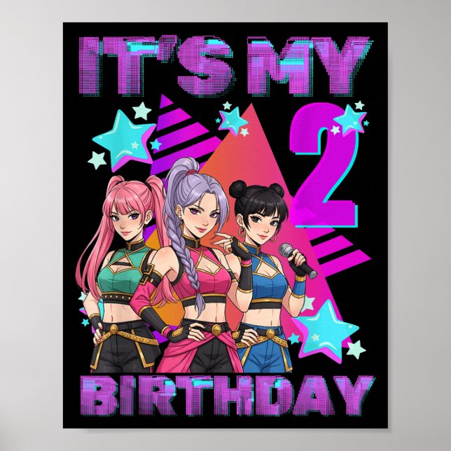 Póster 2 Years Old Birthday K P Kids 2nd Birthday Girls K (Frente)