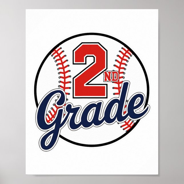 Póster 2nd Grade Baseball Back To School Baseball Player  (Frente)