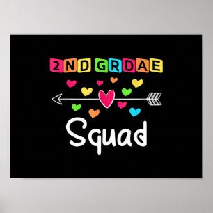 Póster 2nd grade Teacher Shirts School Team Second Grade