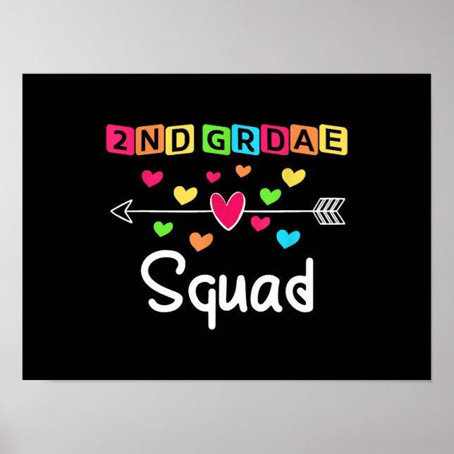 Póster 2nd grade Teacher Shirts School Team Second Grade (Frente)