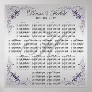 Póster #2Tabla de asientos de Swift Floral Ornate Purple 
