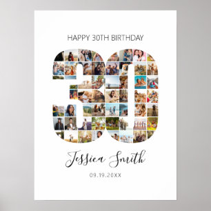 Póster 30.º Collage de fotos de cumpleaños