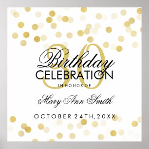 Póster 30.º cumpleaños Relieve metalizado dorado Faux Pur
