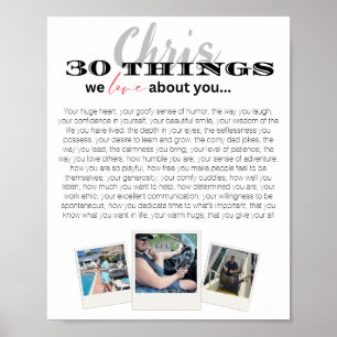 Póster 30 cosas que amamos a la Poster de cumpleaños núme