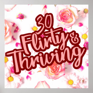 Póster 30 cumpleaños 30 Flirty y Thriving Fun Pink