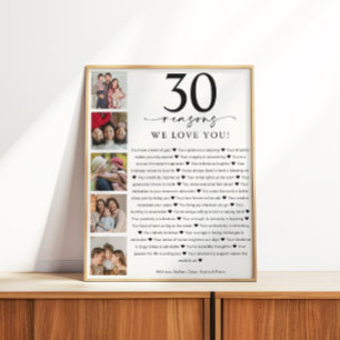Póster 30 Razones por las que te Amamos Cumpleaños o Aniv