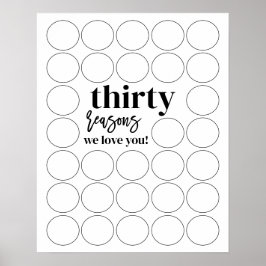 Póster 30 Razones Por Las Que Te Amamos Cumpleaños Rellen