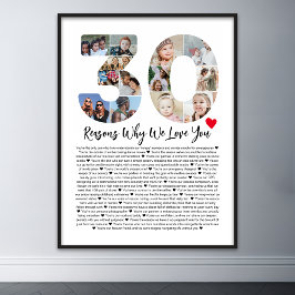 Póster 30 Razones por las que te amo Collage de cumpleaño
