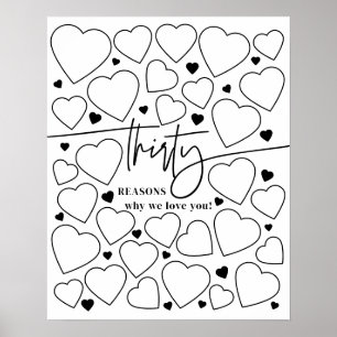 Póster 30 Razones por las que te queremos corazón Cumplea