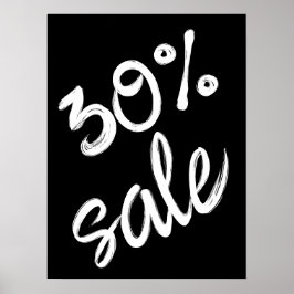 Póster 30% Rótulo de venta, 18x24 venta en blanco y negro