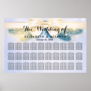 Póster 30+ Tablas Tarjeta de asiento Boda de cinta dorada