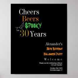 Póster 30th Birthday Halloween Spooky Party Welcome