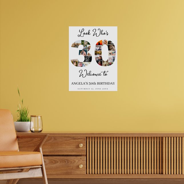 Póster 30th Birthday Photo Collage Sign look who's 30 (Salón 2)