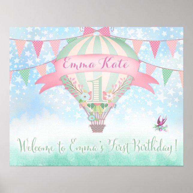 Póster 311 Signo de bienvenida de globo aerostático (Frente)