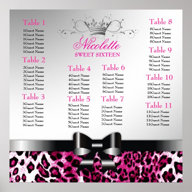 Póster 311 Tabla de asientos Bowlicious Hot Pink Leopard (Frente)