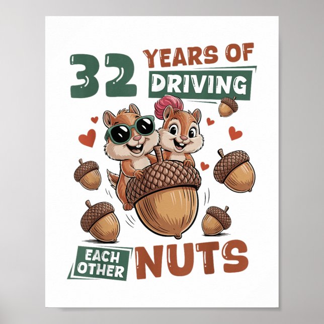 Póster 32° Aniversario Boda 32 años Pareja (Frente)