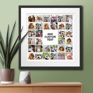 Póster 32 Collages de fotos Moderno cuadrado negro y blan