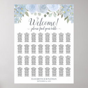 Póster 32 Mesa Polvo Azul Boho Chic Floral Carta de Asien
