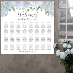 Póster 32 Tabla De Asientos Florales De Moda De Boho Azul