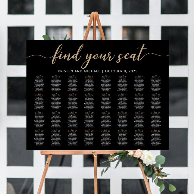 Póster 32 Tablas Encuentra Tu Asiento Negro Plan De La Ta (Subido por el creador)