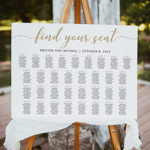 Póster 33 Tablas Encuentre Su Plan De La Tabla De Asiento
