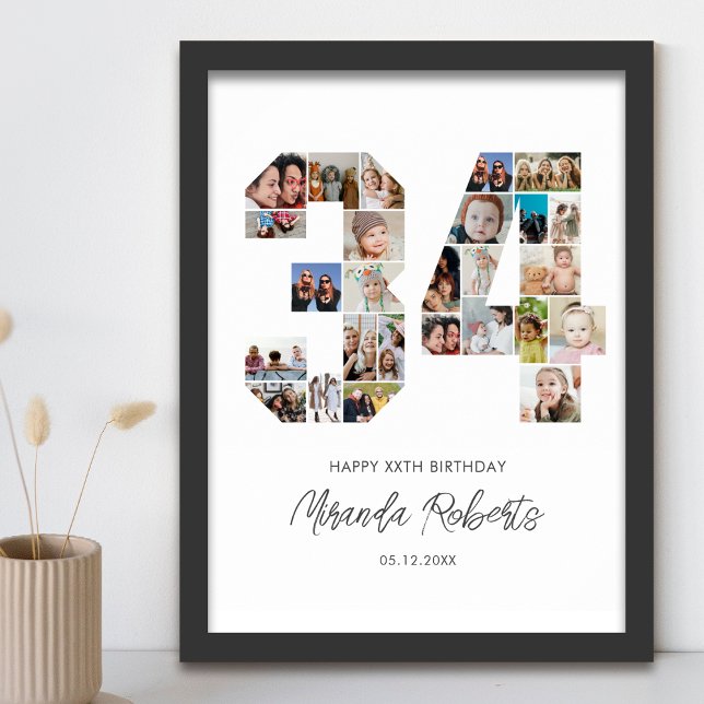 Póster 34.º Collage de fotos de cumpleaños número 34 Pers (Subido por el creador)