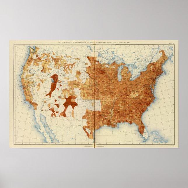 Póster 34 Proporción de confesiones religiosas 1890 (Frente)