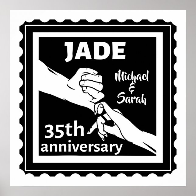 Póster 35° aniversario boda de mano (Frente)