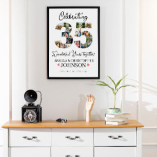 Póster 35 años de matrimonio de perlas Aniversario de la 