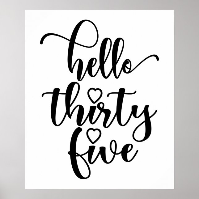 Póster 35 Años Mujeres Hola 35 Años De Edad (Frente)