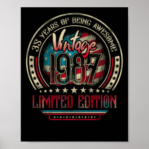 Póster 35 Years Awesome 35th Birthday Vintage 1987 USA