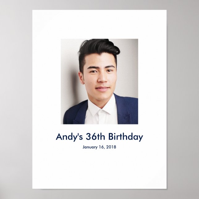 Póster 36.º Rótulo de personalizado fotográfico de cumple (Frente)