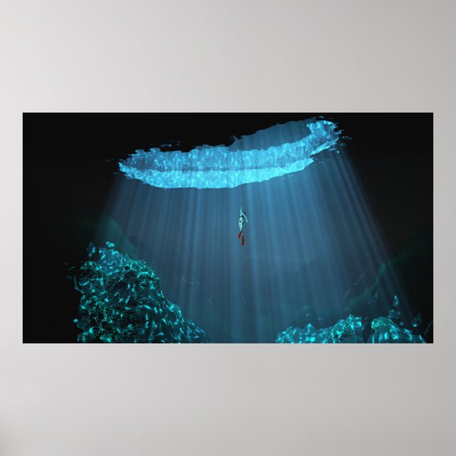 Póster 36"x20" paper poster w'"Mayan Cenote" image (Frente)