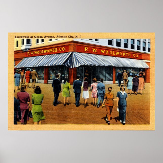 Póster 36 x 24 paseo marítimo en Ocean Avenue Atlantic Ci (Frente)