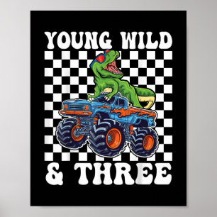 Póster 3.ᵉʳ Camión De Monstruo De Cumpleaños Joven Y Tres