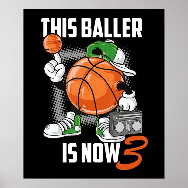 Póster 3.ᵉʳ jugador de baloncesto con 3 años de antigüeda (Frente)