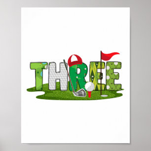 Póster 3.ᵉʳ tema del golf de cumpleaños 3 años Parte depo
