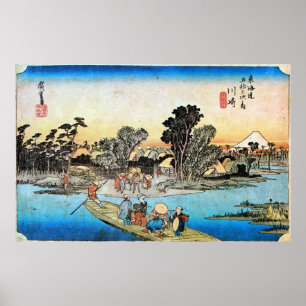 Póster 3. 川 宿 崎, 広 Kawasaki-juku, Hiroshige, Ukiyo-e