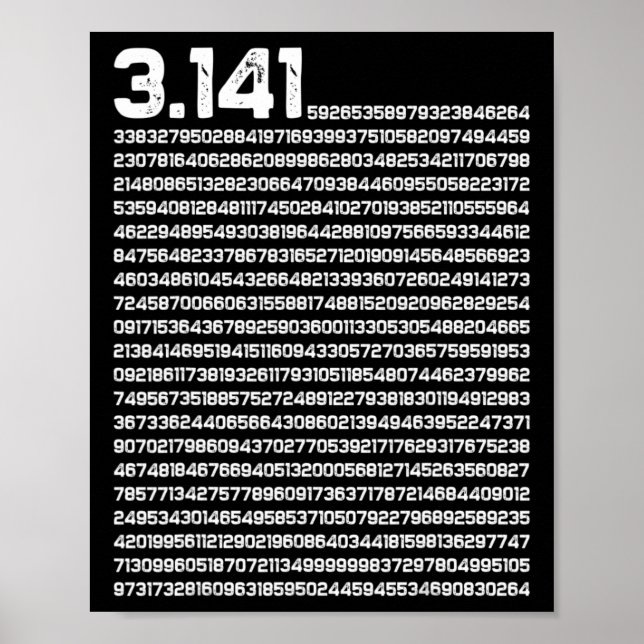 Póster 3.14 Pi Day Matemáticas Número Irracional Pi (Frente)