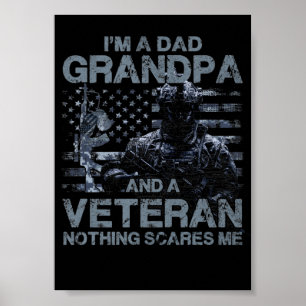 Póster 3 Abuelo Veterano Azul Marino Color Gris Cerúleo