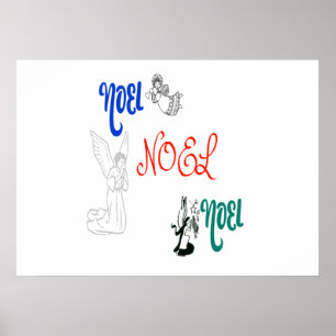 Póster 3 ángeles rezando Trumpet Noel