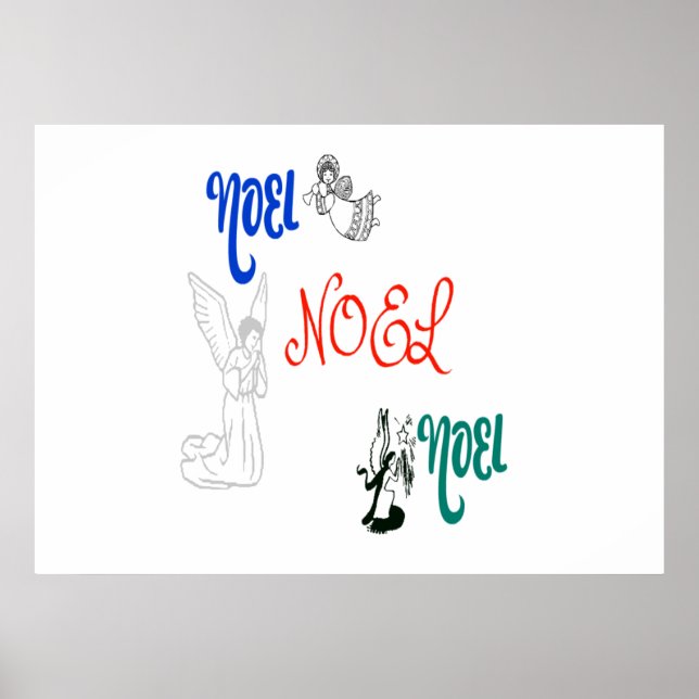 Póster 3 ángeles rezando Trumpet Noel (Frente)