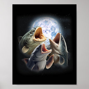 Póster 3 Aturdimiento De Peces En La Luna Divertido Pesca