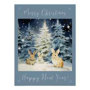 Póster 3 conejillos Navidades