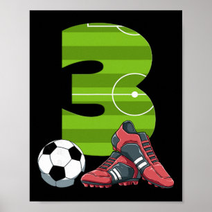 Póster 3 Cumpleaños Fútbol Primer Cumpleaños Niños Fútbol
