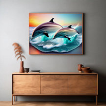 3.D Delfines Océanos Sunset Tropical Beach Vibe