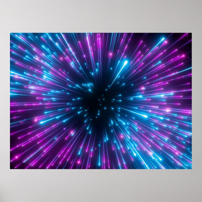 Póster 3 d, fuegos artificiales púrpura, gran explosión,  (Frente)
